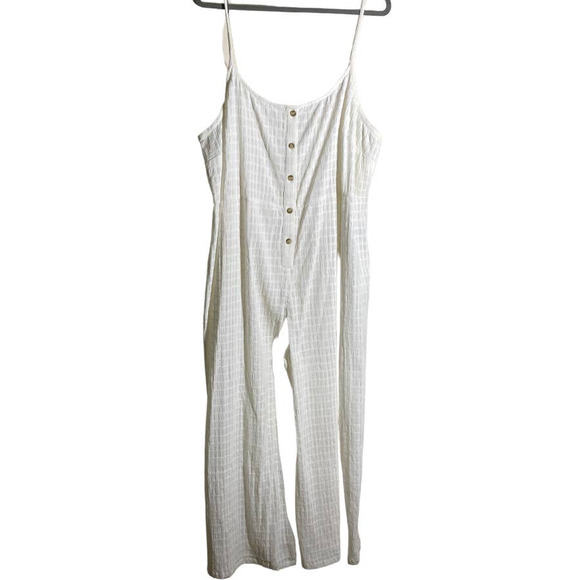 Madewell Plus White Textured Cover-Up Jumpsuit 2X - Picture 1 of 5
